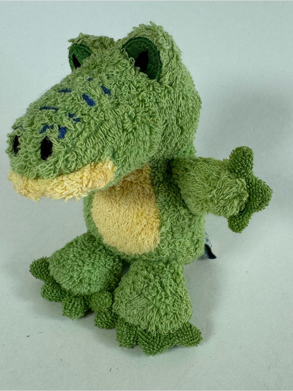 Pottery Barn Plush Alligator Crocodile Terry Cloth Green Yellow 2006 Mini 3.75"